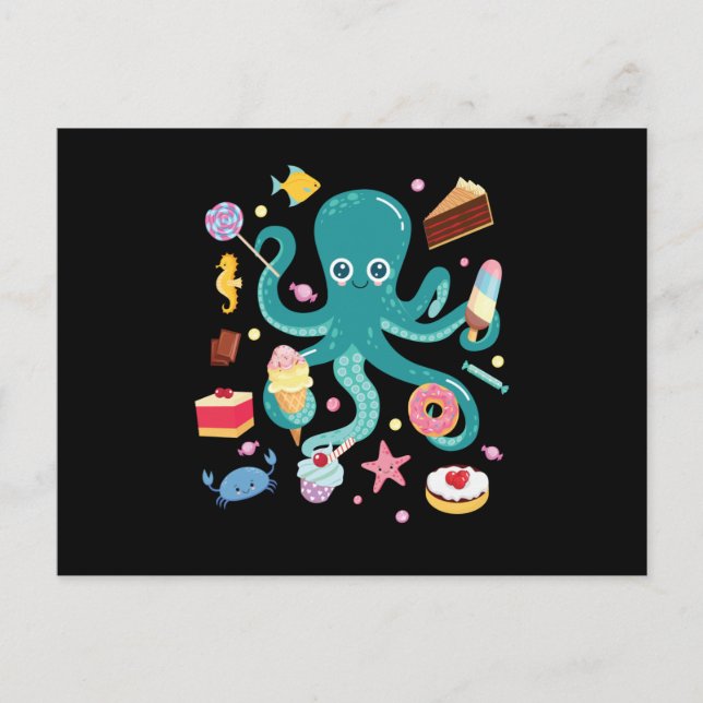 Octopus Cake Squid Postcard (Front)