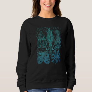 Octopus Cephalopod Illustration Blue Green Marine Sweatshirt