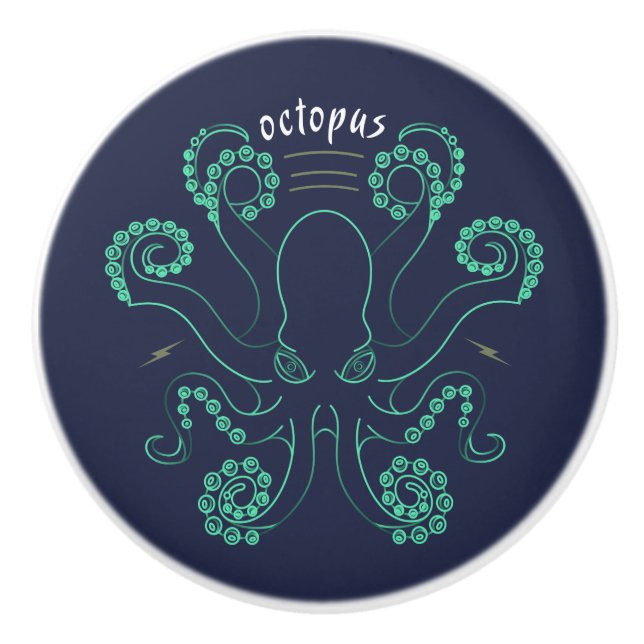 Octopus Cephalopod Tentacles Ceramic Knob (Front)
