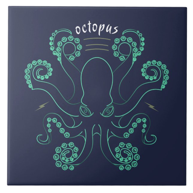 Octopus Cephalopod Tentacles Ceramic Tile (Front)