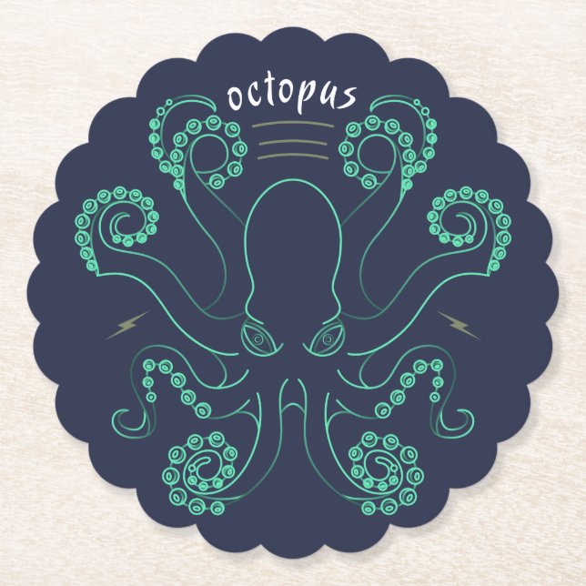 Octopus Cephalopod Tentacles Paper Coaster (Front)
