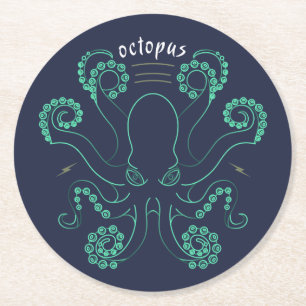 Octopus Cephalopod Tentacles Round Paper Coaster