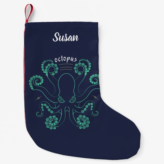 Octopus Cephalopod Tentacles Small Christmas Stocking (Front)
