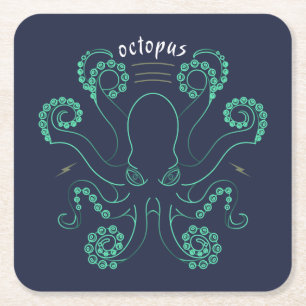 Octopus Cephalopod Tentacles Square Paper Coaster
