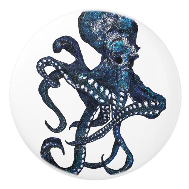 Octopus Ceramic Door Knob (Front)