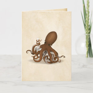 Octopus & Chemistry Flask Personalizable Parchment Thank You Card