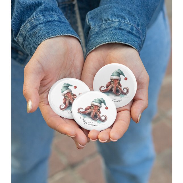 Octopus Christmas Joy, custom 3 Cm Round Badge (Creator Uploaded)