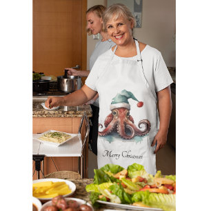 Octopus Christmas Joy, custom Apron