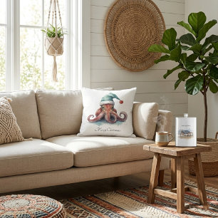 Octopus Christmas Joy, custom Cushion