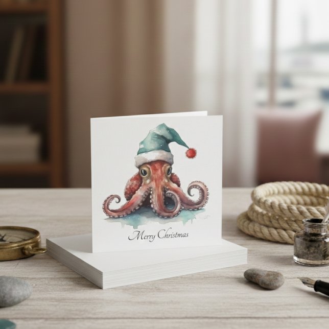Octopus Christmas Joy, custom Holiday Card (Creator Uploaded)