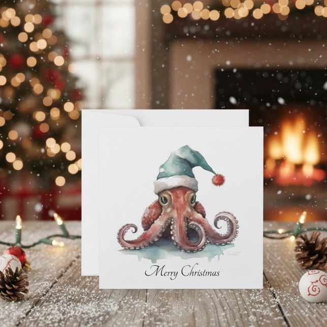 Octopus Christmas Joy, custom Holiday Card (Creator Uploaded)