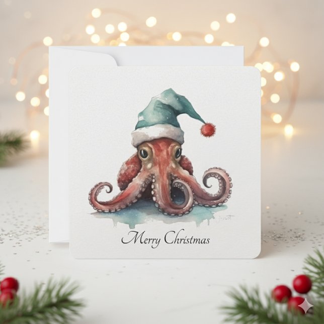Octopus Christmas Joy, custom Holiday Card (Creator Uploaded)