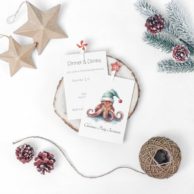 Octopus Christmas Joy, custom Invitation (Creator Uploaded)