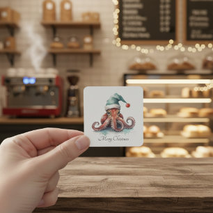 Octopus Christmas Joy, custom Square Sticker