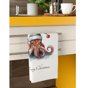 Octopus Christmas Joy, custom Tea Towel