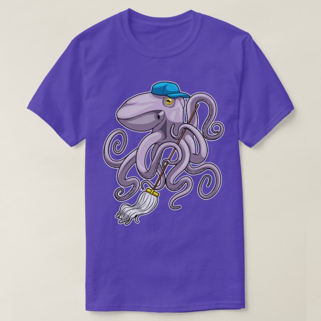Octopus Cleaner Mop T-Shirt (Design Front)