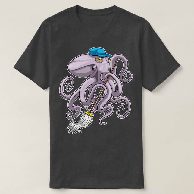 Octopus Cleaner Mop T-Shirt (Design Front)