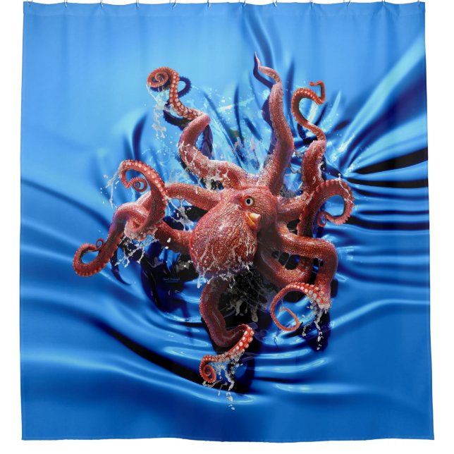 Octopus Climb Shower Curtain (Front)
