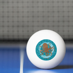 Octopus Coastal Art Ping Pong Ball
