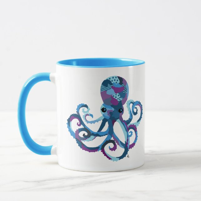 Octopus Coffee Mug Multi Watercolor (Left)