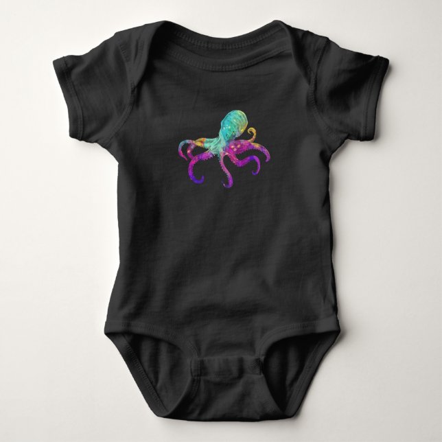 Octopus Colourful Kraken Sea Animal Art Baby Bodysuit (Front)