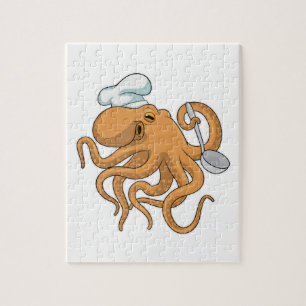 Octopus Cook Chef hat Jigsaw Puzzle