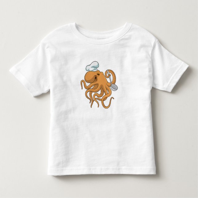 Octopus Cook Chef hat Toddler T-Shirt (Front)