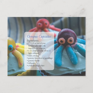 Octopus Cupcakes Recipe Card Postcard
