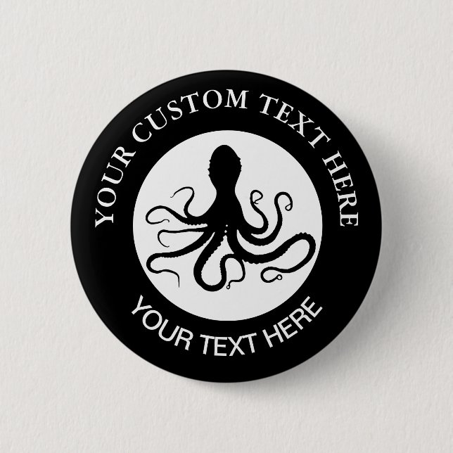 Octopus Custom Logo 6 Cm Round Badge (Front)
