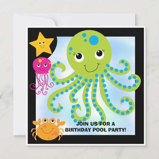 Octopus Customised  Birthday Invitations (Front)