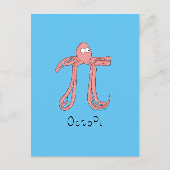 Octopus Cute Math Pi Day Postcard (Front)