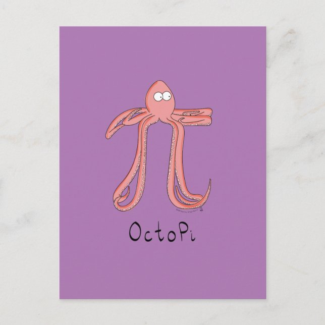 Octopus Cute Math Pi Day Postcard (Front)