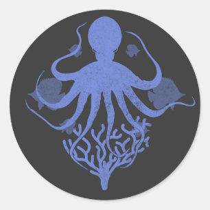 Octopus (dark background) classic round sticker