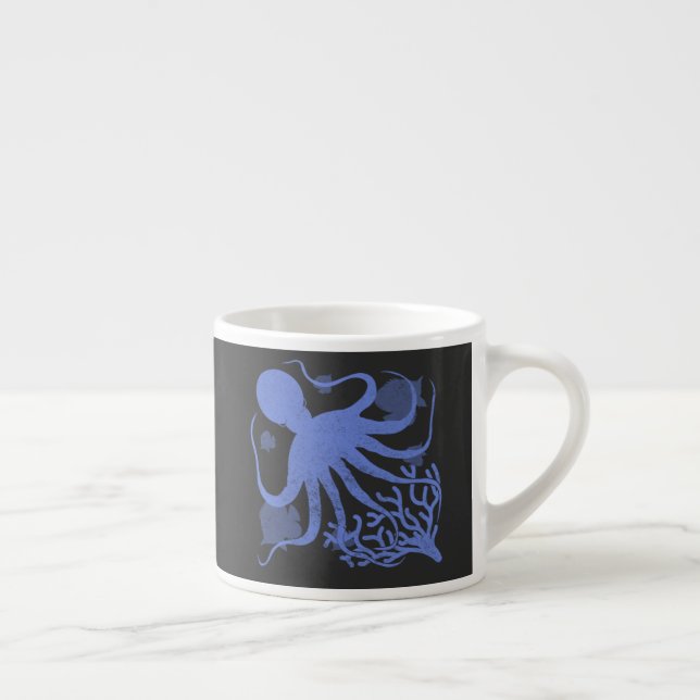 Octopus (dark background) espresso cup (Right)