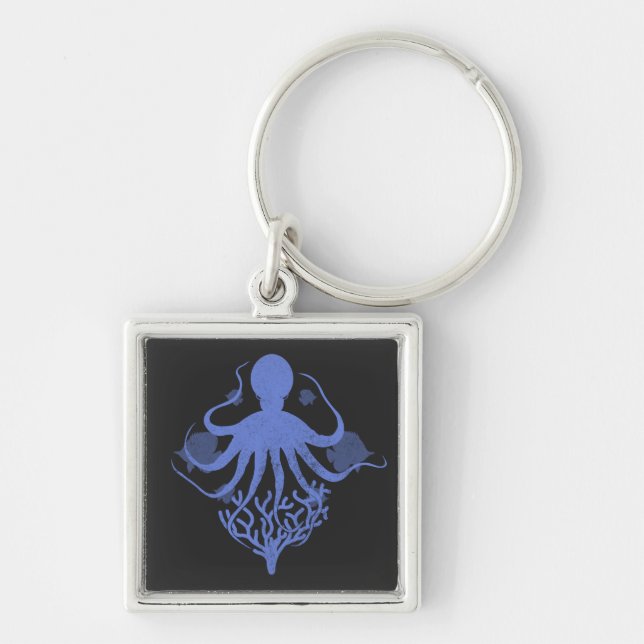Octopus (dark background) key ring (Front)