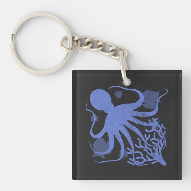 Octopus (dark background) key ring (Front)