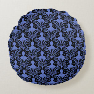 Octopus (dark background) round cushion