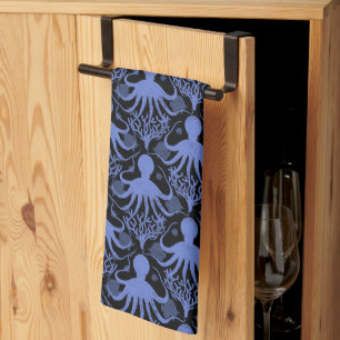 Octopus (dark background) tea towel