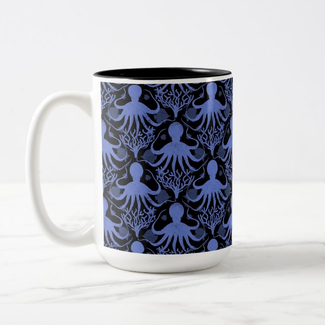 Octopus (dark background) Two-Tone coffee mug (Left)