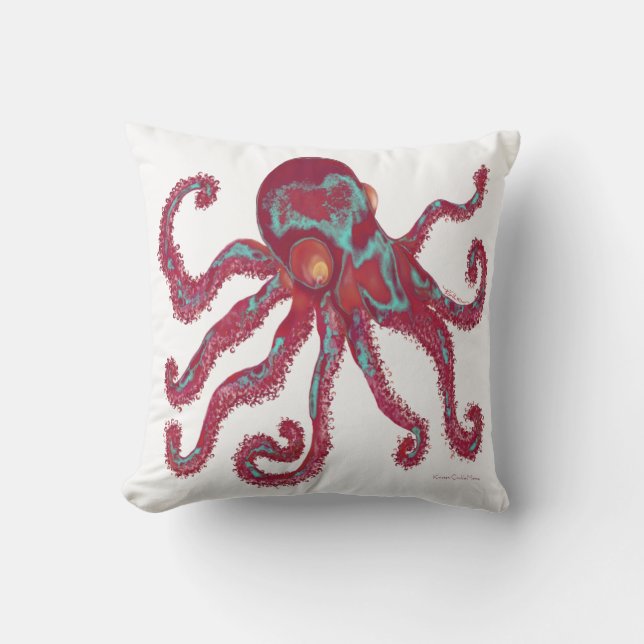 Octopus -  Deep Maroon Cushion (Front)