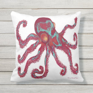 Octopus -  Deep Maroon Cushion