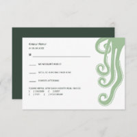 Octopus Deep Sea Modern Wedding Response, Green