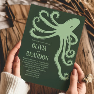 Octopus Deep Sea Stylised Modern Wedding Invitation
