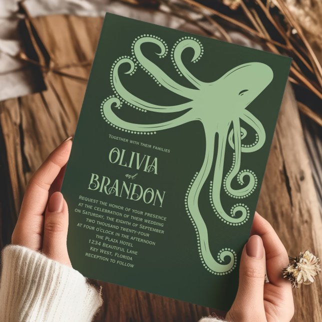 Octopus Deep Sea Stylised Modern Wedding Invitation (Creator Uploaded)