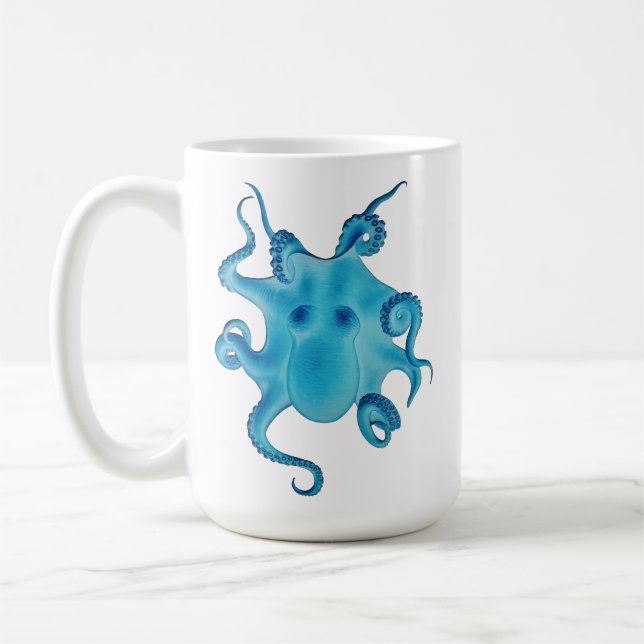Octopus Electric Ocean Blue Kraken Majestic Sea  Coffee Mug (Left)