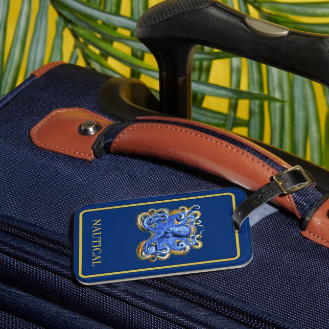 Octopus Elegant Blue Boating Personal  Luggage Tag (Front Insitu 3)