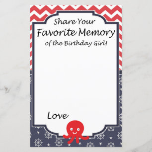 Octopus Favourite Memory of the Birthday Girl