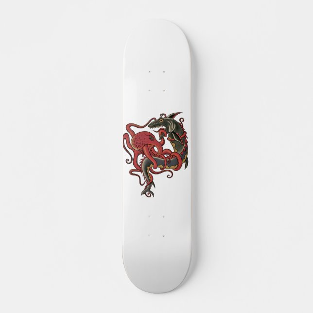 octopus fighting a shark skateboard (Front)