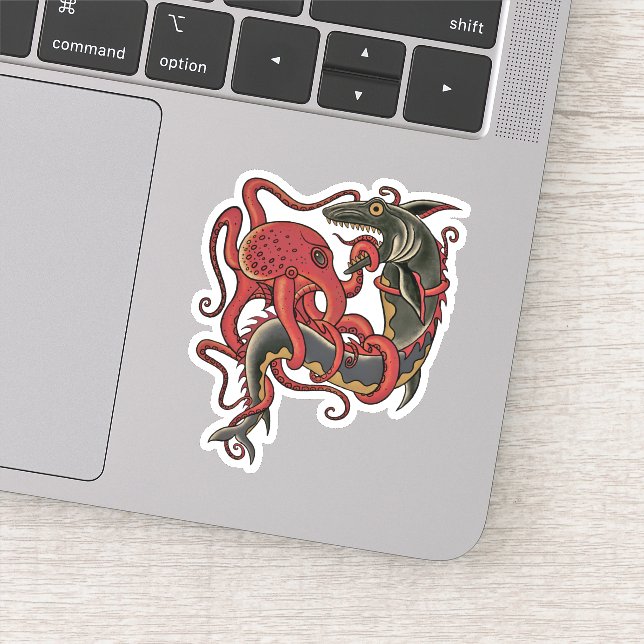 octopus fighting shark (Detail)