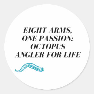 Octopus fishing  classic round sticker